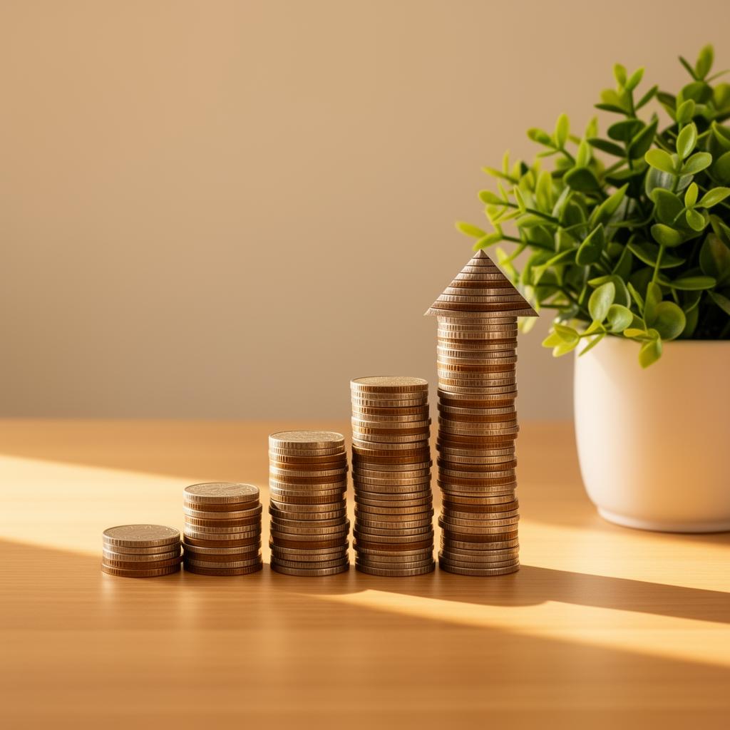 Financial growth concept with stacked coins