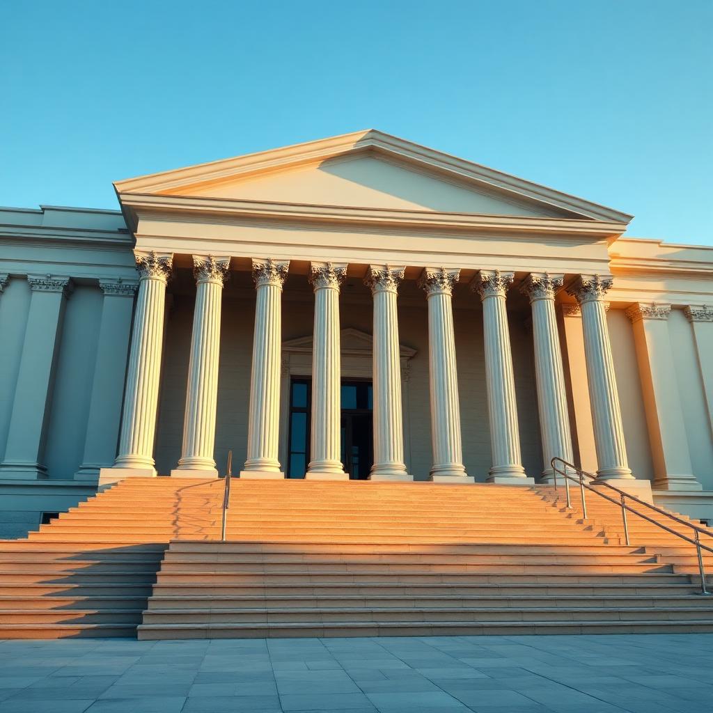Courthouse with American flag and classic columns