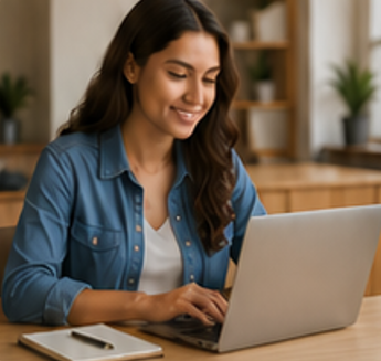 Young adult studying with notepad on a desk